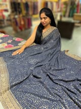 Midnight Blue Georgette Sequence saree SS50515
