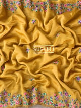 Mango Yellow Mul Tissue stripes saree DSCL041