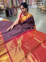 Winish Brown and Red Vintage Kanjeevaram Saree : S62F116