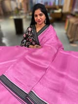 Rose Pink Organza Saree with embroidered blouse SS50273