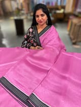 Rose Pink Organza Saree with embroidered blouse SS50273