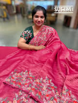 Ruby Pink Banarasi Jute Tissue stripes saree DSCL042