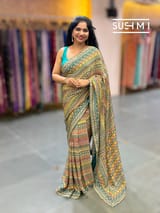 Printed crepe silk with allover sequnce : S62F129