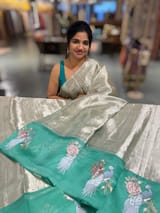 Pure Handloom Tissue saree with organza embroidered border