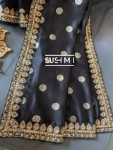 Black Banarasi Silk Saree with Handwork D62F002