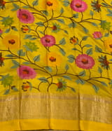 Yellow Tissue saree with kanchi silk embroidered blouse