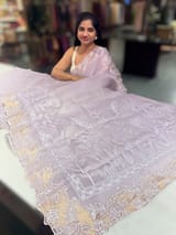 Lilac Organza saree with heavy embroiderey SS50552