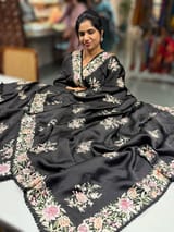 Black Satin Saree with Parsi Gara embroidery SS5028