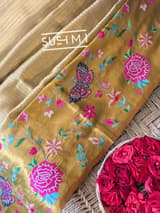 Gold Kanjeevaram Tissue Sareewith petite point embroidery : S62F086