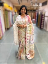 Printed Organza Tissue stripes saree with embroidery