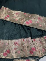 Forest Green Chikankari Georgette Saree with Tissue embroidered Border SS5052