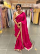 Pink crepe Silk Saree