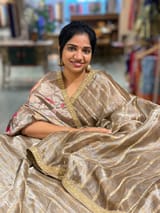 Antique Brown Banarasi Tissue checks Saree with Sabyasachi Borders SS50439
