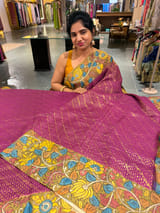 Kanchi brocade pen kalamkari Saree