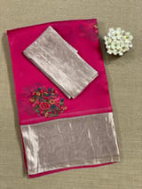 Rani Pink Organza Saree with pure Tissue Border SS50291