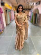 Light brown banarasi checks tissue