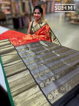 Orangish Red Tissue Vintage Kanjeevaram : S62F123