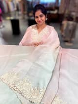 Ombre dyed Pure Organza Saree with parsi gara embroidery SS50283