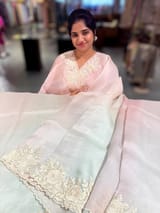Ombre dyed Pure Organza Saree with parsi gara embroidery SS50283