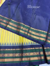 Lemon yellow vintage stripes Gadwal Silk Saree : S62F209