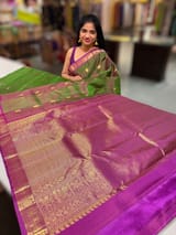 Leaf Green & Majenta Combo Vintage Kanjeevaram Saree
