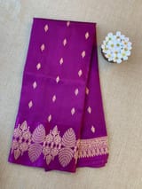 Purple Poona Silk Saree with heavy weaving open Mashru border