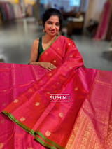 Pink Kanjeevaram Saree with vaira oosi stripes