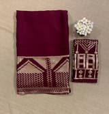Wine pure Satin Saree with designer sequence border and blouse SS5035