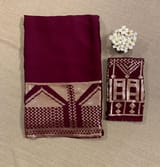 Wine pure Satin Saree with designer sequence border and blouse SS5035