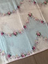 Ombre Dyed Floral Printed Pure Linen Saree