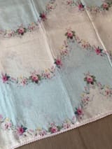 Ombre Dyed Floral Printed Pure Linen Saree