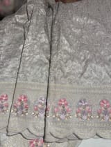 Greyish Silver Glass Organza Saree with allover embroidery SS50547