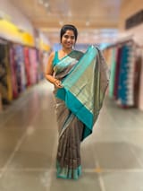 Peacock Blue Banarasi Silk Saree