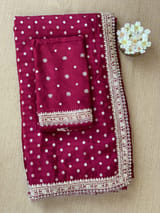 Gorgette saree with small polka dots
