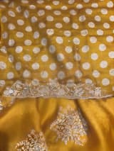 Orangish Mustard Designer Organza Handwork Saree