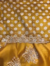Orangish Mustard Designer Organza Handwork Saree