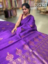Brinjal Banarasi Handloom Dupion Rawsilk Saree : S62F102