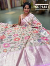 Lilac Pink Kanchi Tissue Saree with embroidery: S62F227