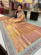 Mauve undertone Tissue checks Saree with sabhyasachi borders SS50395