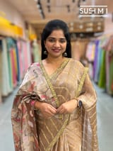 Light brown banarasi checks tissue