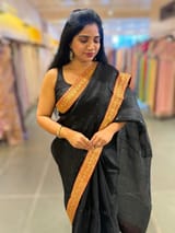 Black Organza with sabyasachi borders SS50275