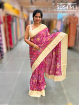 Rose Pink Pure tussar with patola inspired embroidery: S62F191
