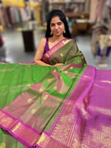 Green Vintage kanchi Saree with temple border SS50161