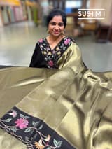 Black Banarasi Tissue with pythani inspired embroidery