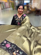 Black Banarasi Tissue with pythani inspired embroidery