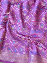 Lilac Pink Banarasi Chiniya Silk Suit set SS62J01