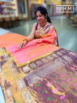 Peach Pink Gadwal Paithani Saree : S62F184