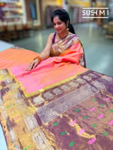 Peach Pink Gadwal Paithani Saree : S62F184