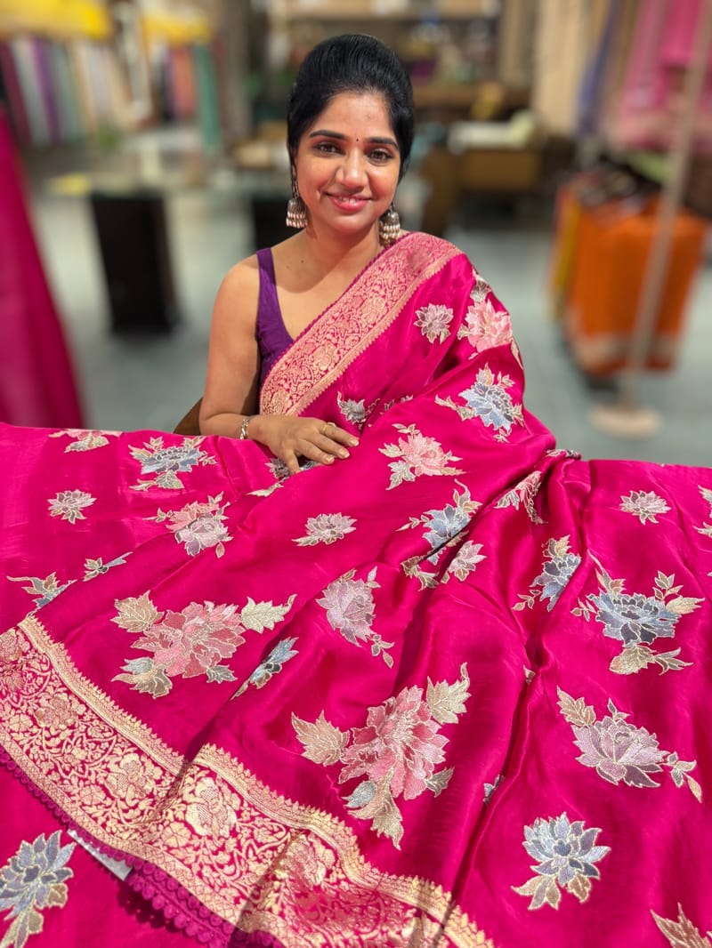 Pink Mashru Banaras with embroidery SS5012