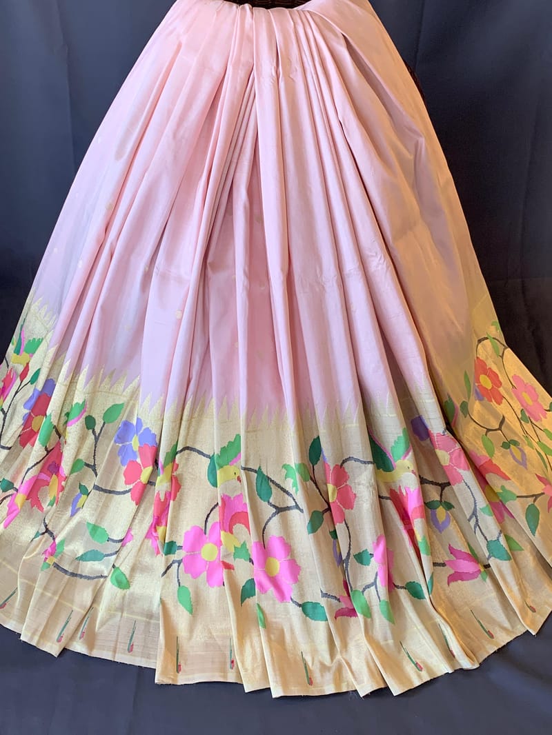 Pastel Pink Pure Paithani lehanga : S62F134